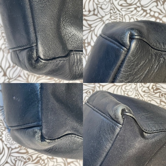 HOBO Black Leather/Nylon Messenger Bag, Adjustable Strap - Picture 13 of 16